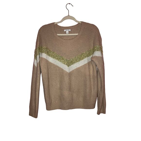 Nine West peach white and gold knit sweater size large - Picture 1 of 5